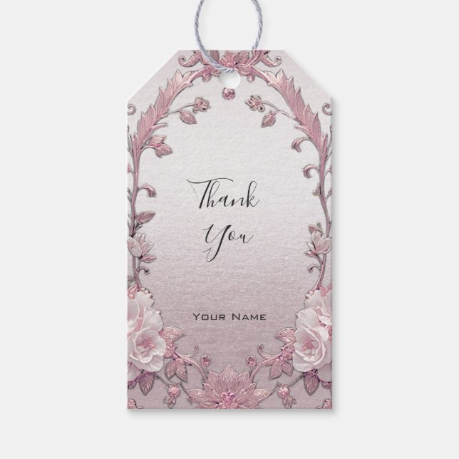 Unique Pink Floral Gift Tag (Front)