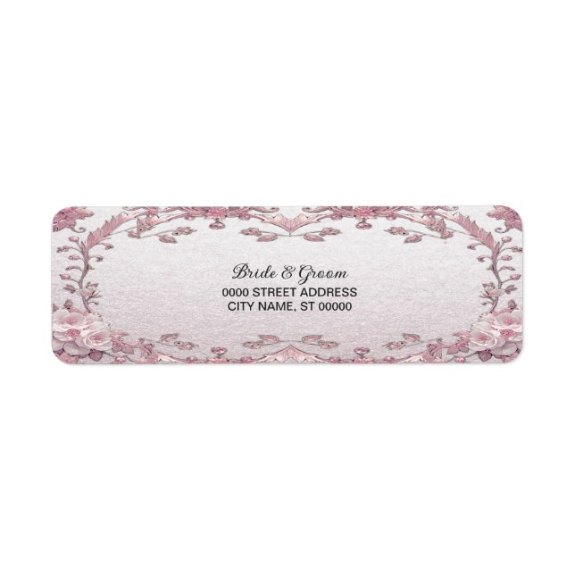 Unique Pink Floral Return Address Label (Front)