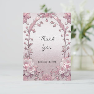 Unique Pink Floral Thank You Card