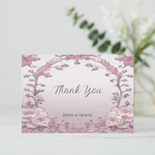 Unique Pink Floral Thank You Card