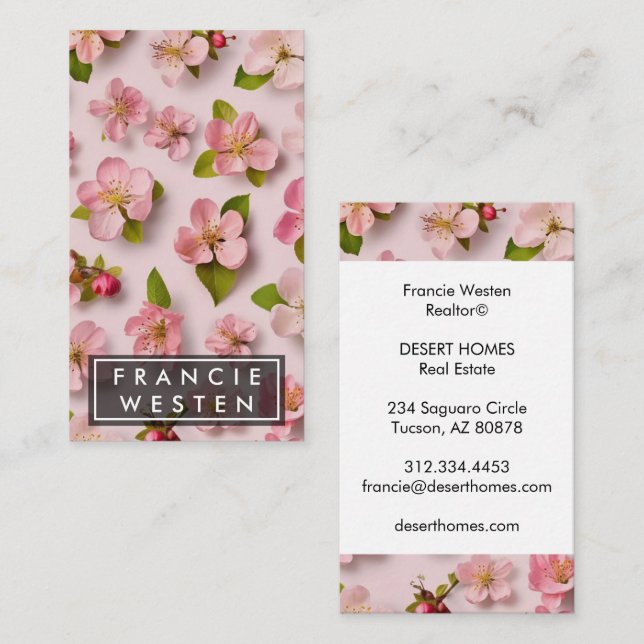 Unique Pink Florals Flower Pattern Photography Business Card (Front/Back)