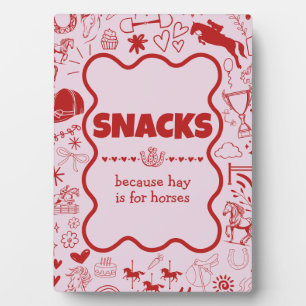 Unique Pink Horse Girl Equestrian Birthday Snacks Plaque