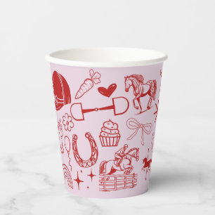 Unique Pink Horse Girl Equestrian Pony Birthday  Paper Cups