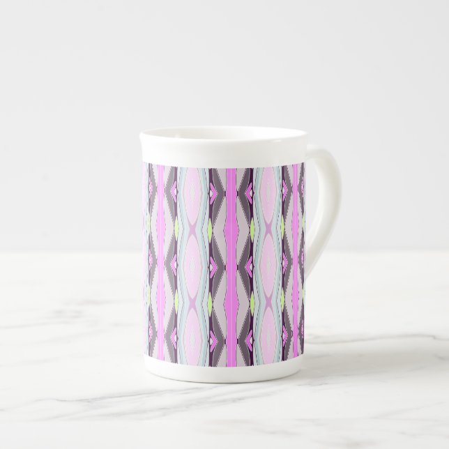 Unique Pink Pattern Bone China Mug (Front Right)