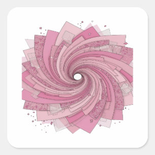 Unique Pink PINK SPIRAL Vinyl Style Square Sticker