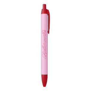 Unique Pink & Red Typography Business Name  Black Ink Pen