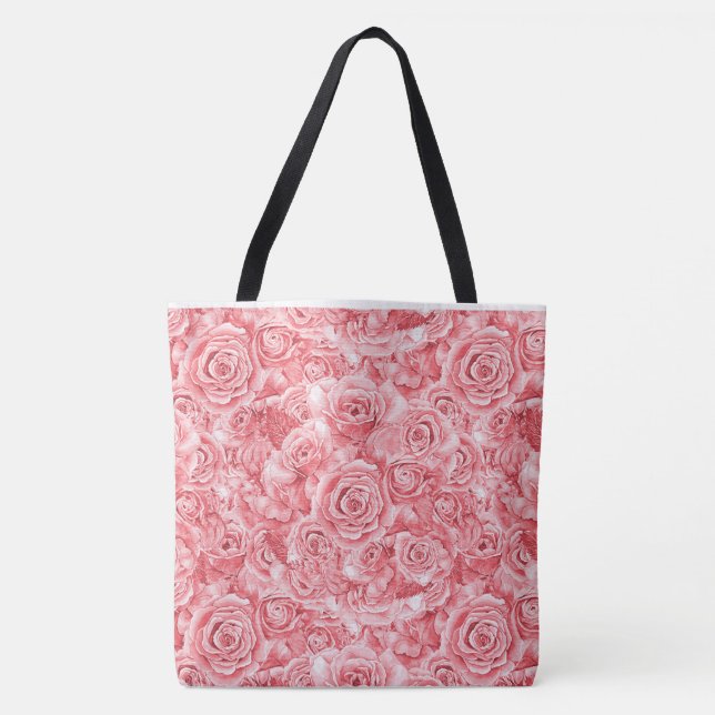 Unique Pink Rose Large Tote Bag (Front)