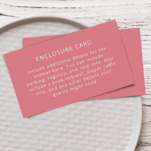 Unique Pink Simple Baby Shower Enclosure Card