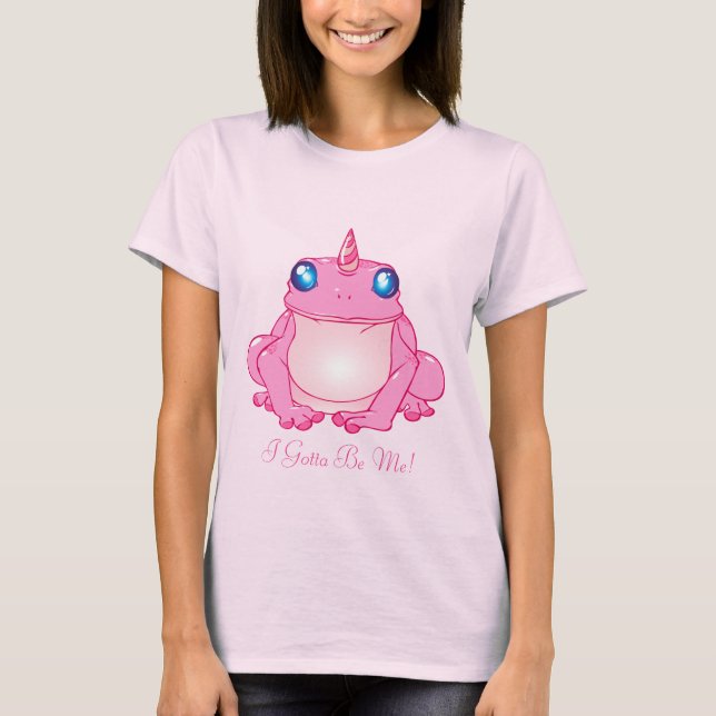 Unique Pink Unicorn Frog Princess T-Shirt (Front)