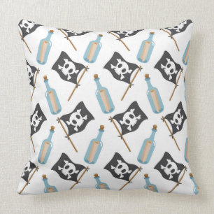 Unique Pirate Jolly Roger Flag Message Bottle Cushion