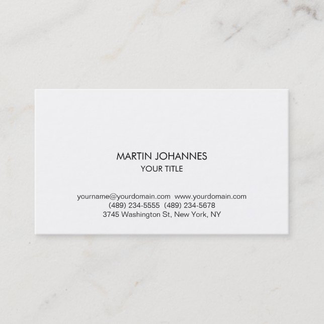Unique Plain Black White Business Card (Front)
