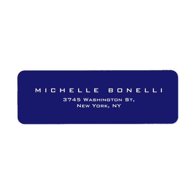 Unique Plain Midnight Blue Return Address Label (Front)