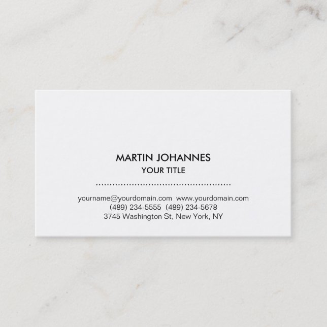 Unique Plain Professional Chic White Business Card (Front)