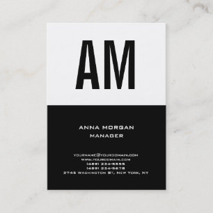 Unique plain simple black white monogram business card