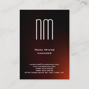 Unique plain simple brown red monogram business card