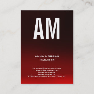 Unique plain simple brown red monogram business card