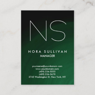 Unique plain simple green professional monogram business card
