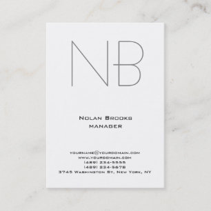 Unique plain simple white grey monogram business card