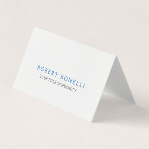 Unique Plain White Blue Business Card