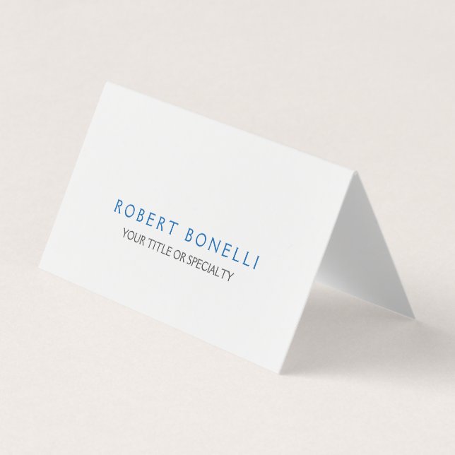 Unique Plain White Blue Business Card (Front)