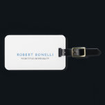 Unique Plain White Blue Luggage Tag<br><div class="desc">Are you looking for a simple,  minimalist,  attractive design? This design that will grab people's attention right away,  but not too complicated,  is for you.</div>