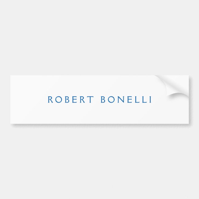 Unique Plain White Blue Minimalist Modern Bumper Sticker (Front)