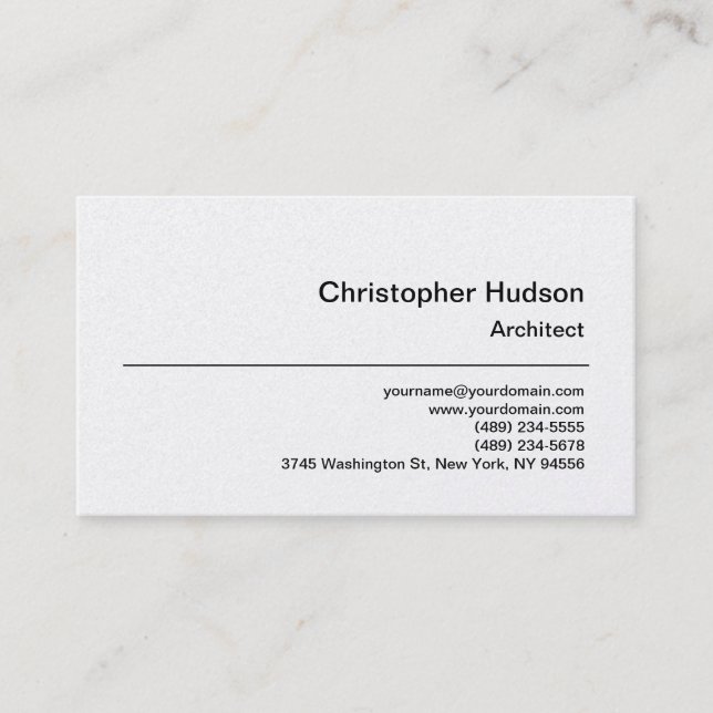 Unique Platinum Plain Architect Business Card (Front)