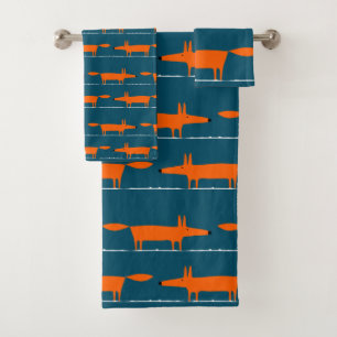 Unique Playful Fox Motif Charming and Stylish Bath Towel Set