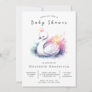 Unique Printable Swan Baby Shower Invitation