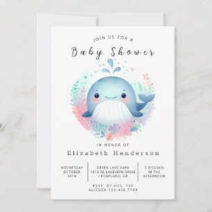 Unique Printable Whale Baby Shower Invitation