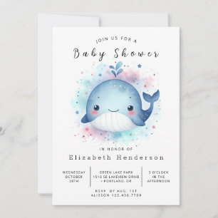 Unique Printable Whale Baby Shower Invitation