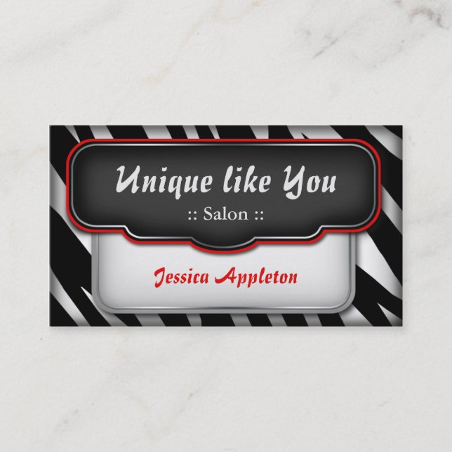 Unique "Puffy" Zebra Print Appointment Cards (Front)