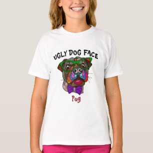 Unique Pug in Sunglasses ugly dog face  T-Shirt