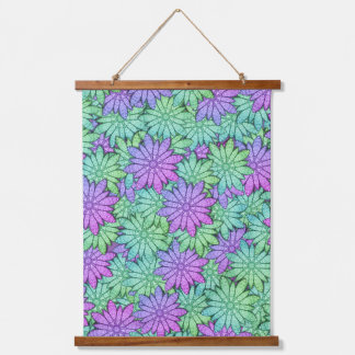 Unique Purple and Green Flowers Hanging Tapestry