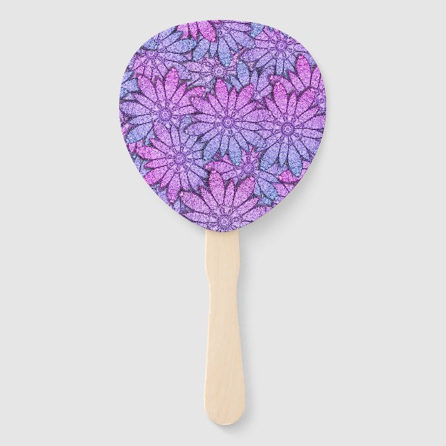 Unique Purple Floral Hand Fan (Front)