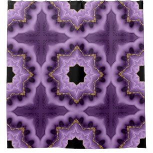 Unique Purple, Gold, Black Abstract Shower Curtain