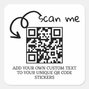 Unique QR code personalised scannable website Square Sticker