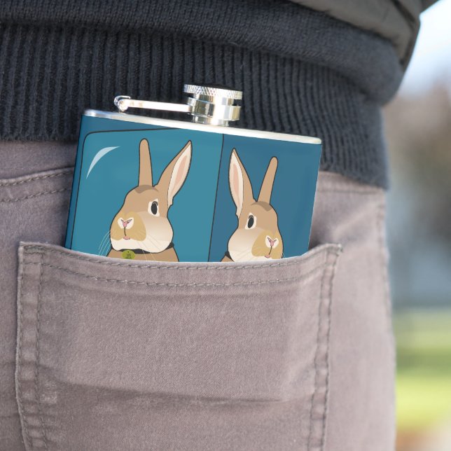 Unique Rabbit in the Mirror Hip Flask (In Situ)