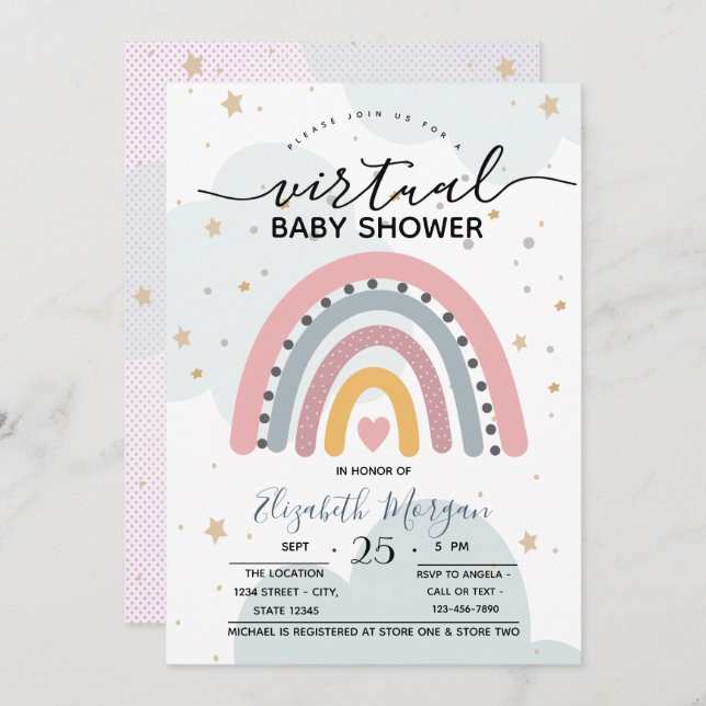 Unique Rainbow Dots Virtual Baby Shower Invitation (Front/Back)