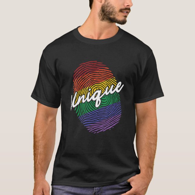 Unique Rainbow Fingerprint, LGBT T-Shirt (Front)