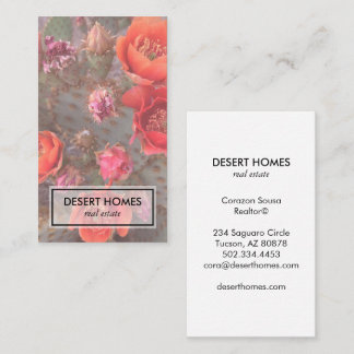 Unique Real Estate Agent Cactus Bloom Desert Photo Business Card