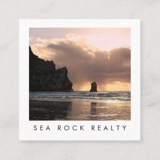 Unique Real Estate Agent Rocks Ocean Beach Photo Square Business Card