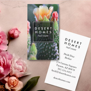 Unique Real Estate Cactus Flower Desert Photo  Business Card