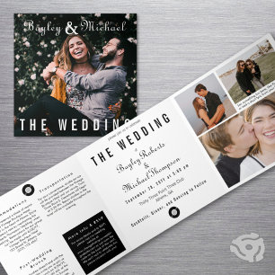 Unique Record Album Cover Photo Wedding Tri-Fold Invitation