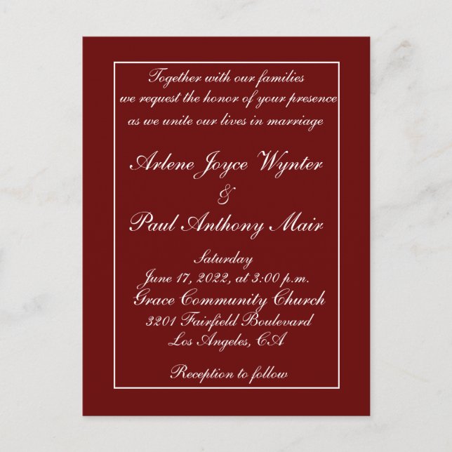 Unique Red And White  Invitation (Front)