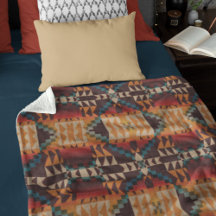 Unique Red Brown Teal Blue Orange Mosaic Art