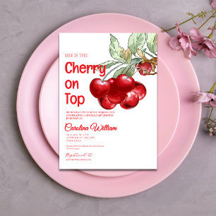 Unique Red cherry on top baby shower Invitation