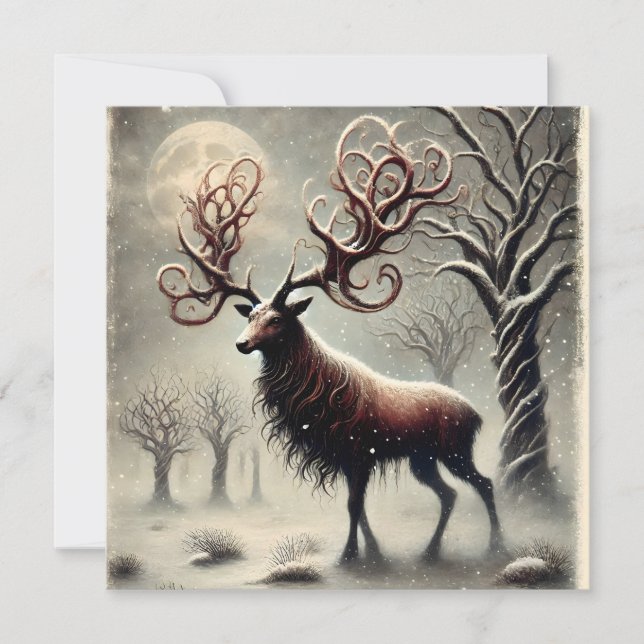 Unique Red Deer Christmas Card (Front)