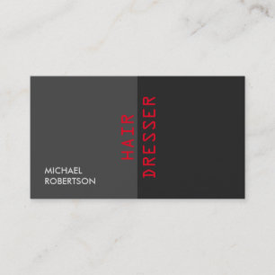 Unique Red Grey Hair Dressser Business Card