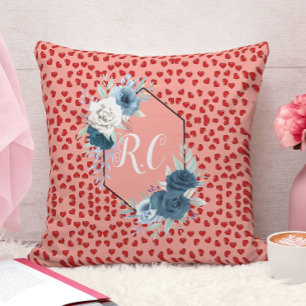 unique Red hearts on pink and pattern Custom Cushion